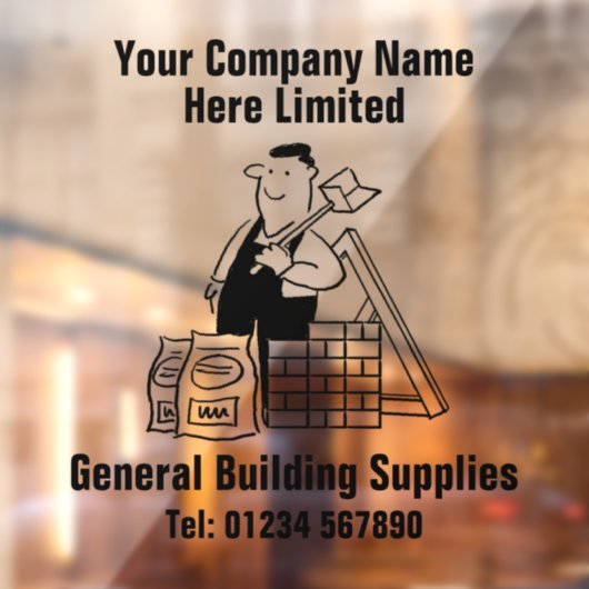 bouwmaterialen- of bouwmaterialenbedrijf raamsticker (Vel 2)