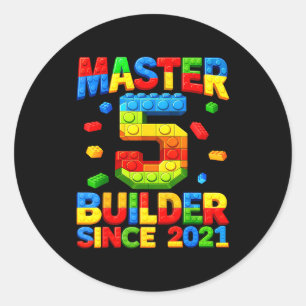 Bouwmeester 5e verjaardag 2021 5 jaar oud ronde sticker