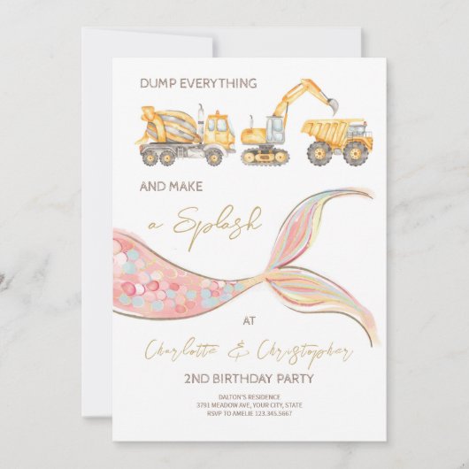 Bouwmermaid Gezamenlijke Thema Uitnodiging (Voorkant)