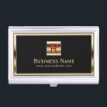 Bouwmonogram Gold-vormig Professional Visitekaarthouder<br><div class="desc">Houder van de bouwvergunning Monogram Gold Framed Professional Business Card.</div>