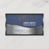 Bouwmonogram LOGO Silver Metal Blue Visitekaartje (Achterkant)