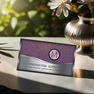 Bouwmonogram LOGO Silver Metal Paars Visitekaartje