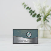 Bouwmonogram LOGO Silver Metal Turquoise Visitekaartje (Staand voorkant)