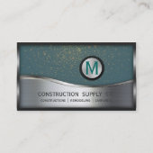 Bouwmonogram LOGO Silver Metal Turquoise Visitekaartje (Voorkant)