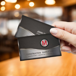 Bouwmonogram LOGO zwart en zilver metaal Visitekaartje