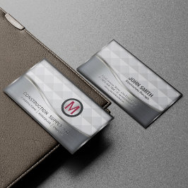 Bouwmonogram LOGO zwart en zilver metaal Visitekaartje