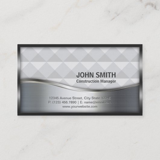 Bouwmonogram LOGO zwart en zilver metaal Visitekaartje (Achterkant)