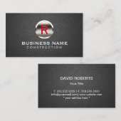 Bouwmonogram Modern zwart leder Visitekaartje (Voorkant / Achterkant)