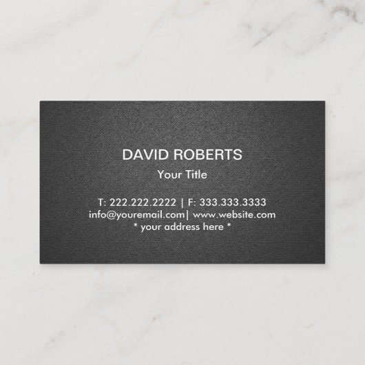 Bouwmonogram Modern zwart leder Visitekaartje (Achterkant)