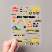 Bouwnijverheid 1e verjaardag acryl uitnodigingen (Insitu (Draagbaar))