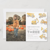 Bouwnijverheid 3e verjaardag Fotouitnodiging Kaart (Voorkant)