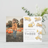 Bouwnijverheid 3e verjaardag Fotouitnodiging Kaart (Staand voorkant)