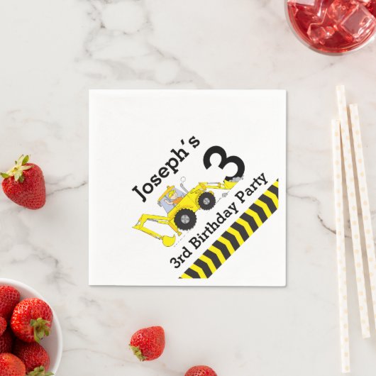 Bouwnijverheid 3e verjaardagspartij kinder papiere servetten (Insitu)