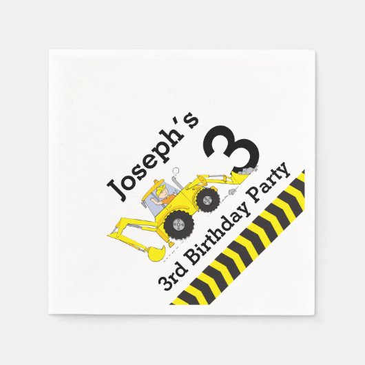 Bouwnijverheid 3e verjaardagspartij kinder papiere servetten (Voorkant)