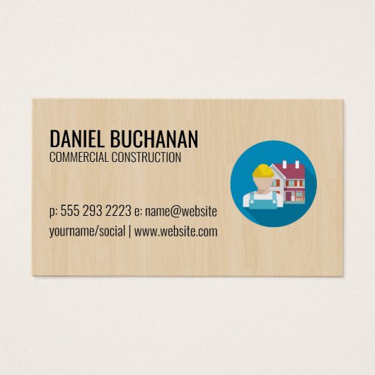 Bouwnijverheid | Achtergrond hout Visitekaartje (Voorkant)