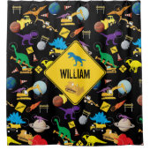 Bouwnijverheid Astronaut Dinosauriërs in de ruimte Douchegordijn (Voorkant)