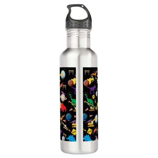 Bouwnijverheid Astronaut Dinosauriërs in de ruimte Waterfles (Achterkant)