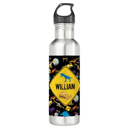 Bouwnijverheid Astronaut Dinosauriërs in de ruimte Waterfles (Voorkant)