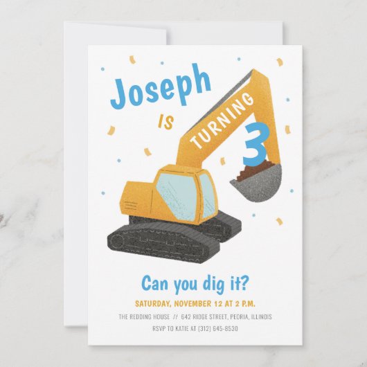 Bouwnijverheid Blauwe Kids Birthday Kaart (Voorkant)