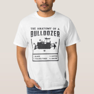 Bouwnijverheid de anatomie van een bulldozer t-shirt