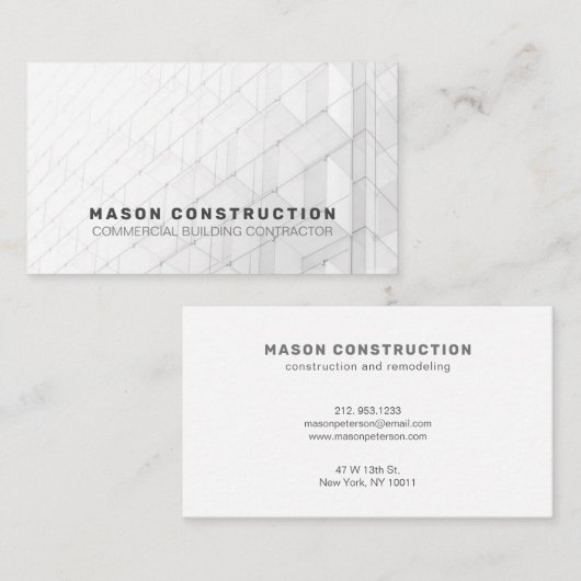 Bouwnijverheid Eenvoudig grijs wit Visitekaartje (Voorkant / Achterkant)