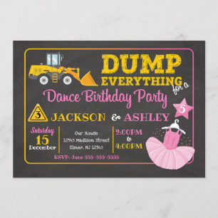 Bouwnijverheid en Ballerina Joint Birthday Invitat Kaart