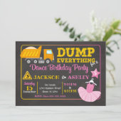 Bouwnijverheid en Ballerina Joint Birthday Invitat Kaart (Staand voorkant)