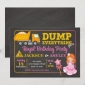 Bouwnijverheid en Prinses Joint Birthday Invitatio Kaart (Voorkant / Achterkant)