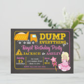 Bouwnijverheid en Prinses Joint Birthday Invitatio Kaart (Staand voorkant)