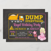 Bouwnijverheid en Prinses Joint Birthday Invitatio Kaart (Voorkant / Achterkant)