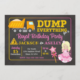 Bouwnijverheid en Prinses Joint Birthday Invitatio Kaart