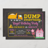 Bouwnijverheid en Prinses Joint Birthday Invitatio Kaart (Voorkant / Achterkant)