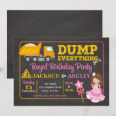 Bouwnijverheid en Prinses Joint Birthday Invitatio Kaart (Voorkant / Achterkant)