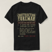 Bouwnijverheid Foreman Funny Definition T-shirt (Design voorkant)