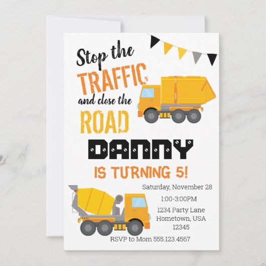 Bouwnijverheid, Gele vrachtwagen Kaart (Voorkant)