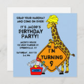 Bouwnijverheid Giraffe Birthday Kaart (Voorkant / Achterkant)