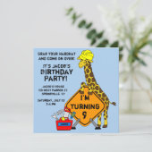 Bouwnijverheid Giraffe Birthday Kaart (Staand voorkant)