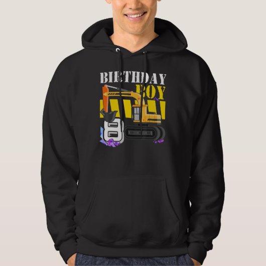 Bouwnijverheid graafmachine 8e verjaardag Jongen 8 Hoodie (Voorkant)