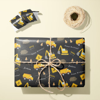 Bouwnijverheid Happy Birthday, jongen naam oudersc Cadeaupapier