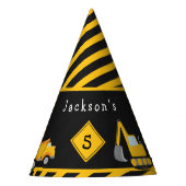 Bouwnijverheid Happy Birthday - Naam en Leeftijd j Feesthoedjes (Voorkant)