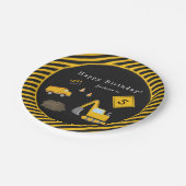 Bouwnijverheid Happy Birthday - Naam en Leeftijd j Papieren Bordje (Gekanteld)