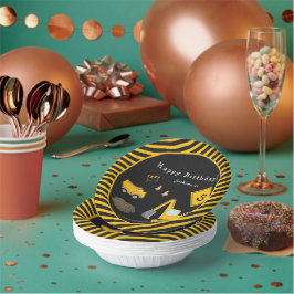 Bouwnijverheid Happy Birthday - Naam en Leeftijd j Papieren Kommen