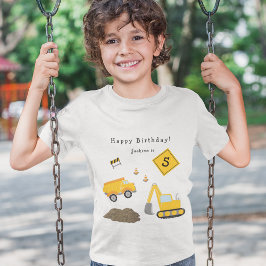 Bouwnijverheid Happy Birthday - Naam en Leeftijd j T-shirt