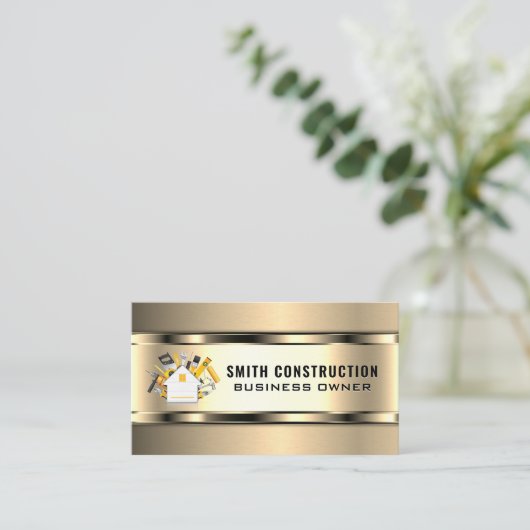 Bouwnijverheid | House Tools Logo Visitekaartje (Staand voorkant)