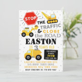 Bouwnijverheid | Jongen Birthday-uitnodiging Kaart (Staand voorkant)