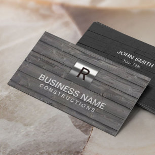 Bouwnijverheid Metaal Monogram Hout Professional Visitekaartje