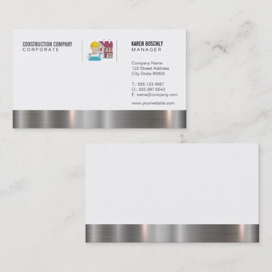 Bouwnijverheid Metallic Trim Visitekaartje (Voorkant / Achterkant)