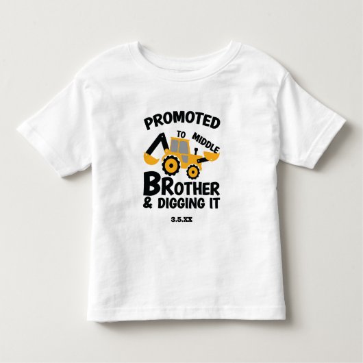 Bouwnijverheid Midden Brother Digging it Kind Kinder Shirts (Voorkant)