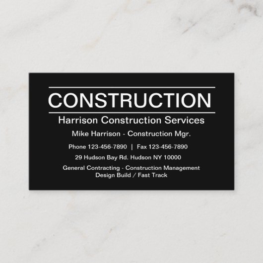 Bouwnijverheid Modern Design Visitekaartje (Voorkant)