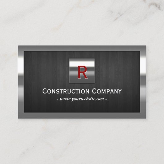 Bouwnijverheid - Monogram hout - Professional Visitekaartje (Voorkant)